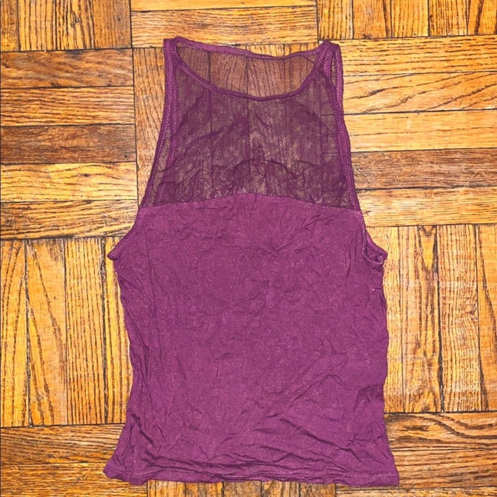 Garage Dark purple/ plum color part mesh tank top